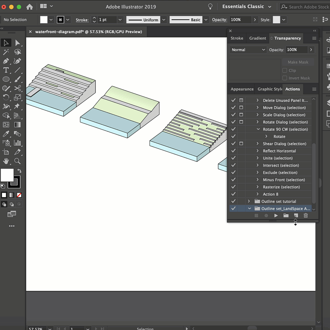 Quick Black White Illustrator Actions for Architecture Diagrams