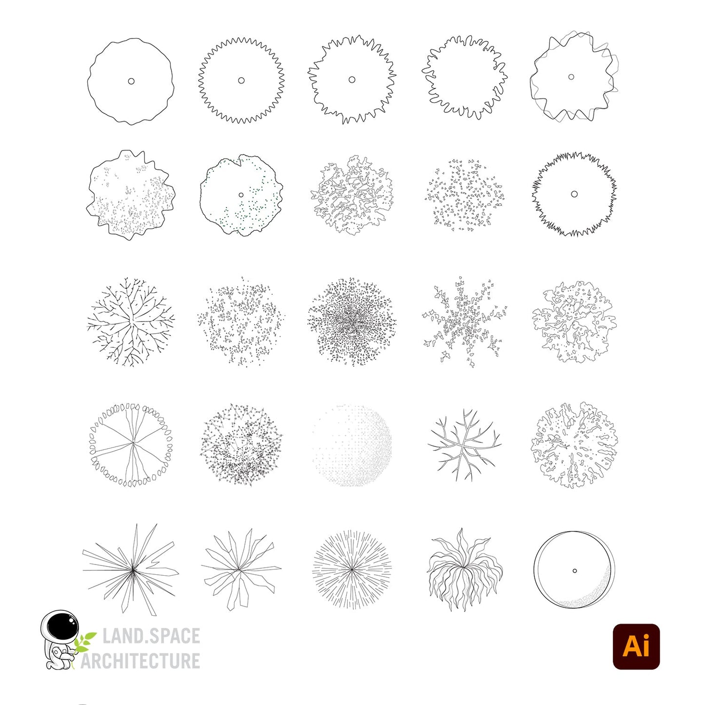 35 Tree Top View Vector Brushes and Vector Trees - Landscape Architecture