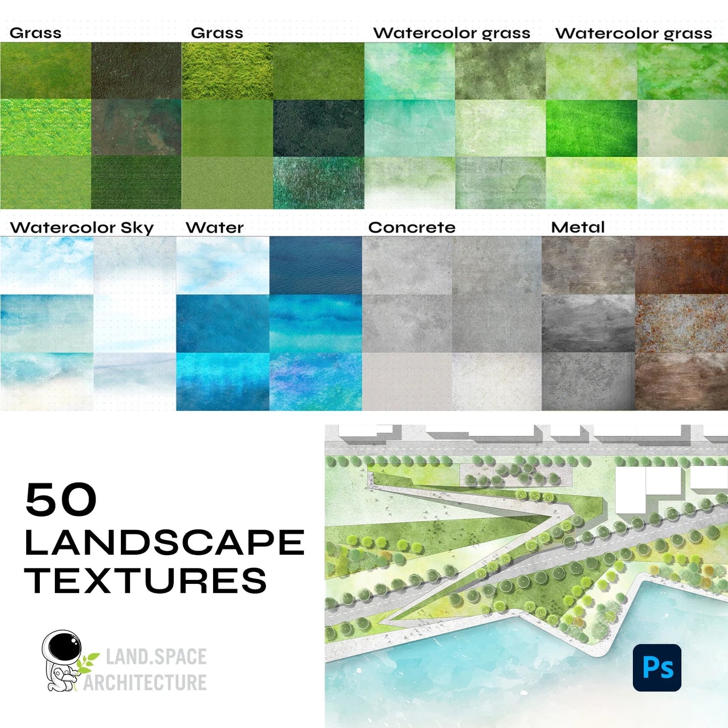 50 Landscape Design Rendering Textures - Landscape Architecture