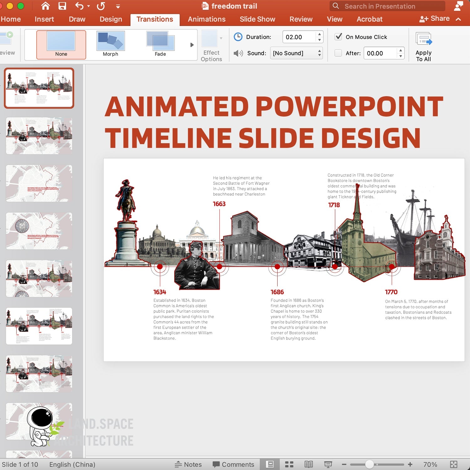 Animated Powerpoint Timeline Slide Design for Architecture Site Analysis - Landscape Architecture