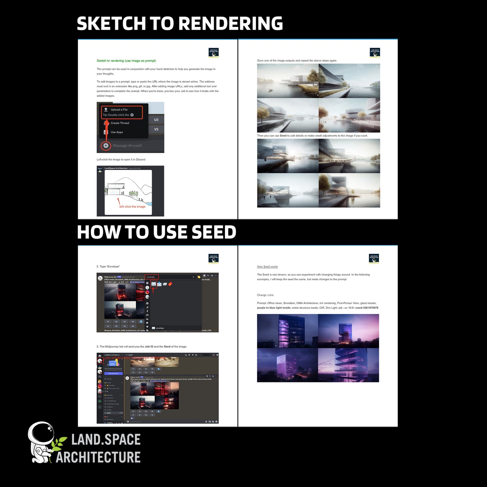 Architecture Midjourney V6 prompts guidebook (PDF and online google doc) - Landscape Architecture
