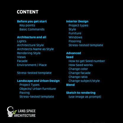 Architecture Midjourney V6 prompts guidebook (PDF and online google doc) - Landscape Architecture
