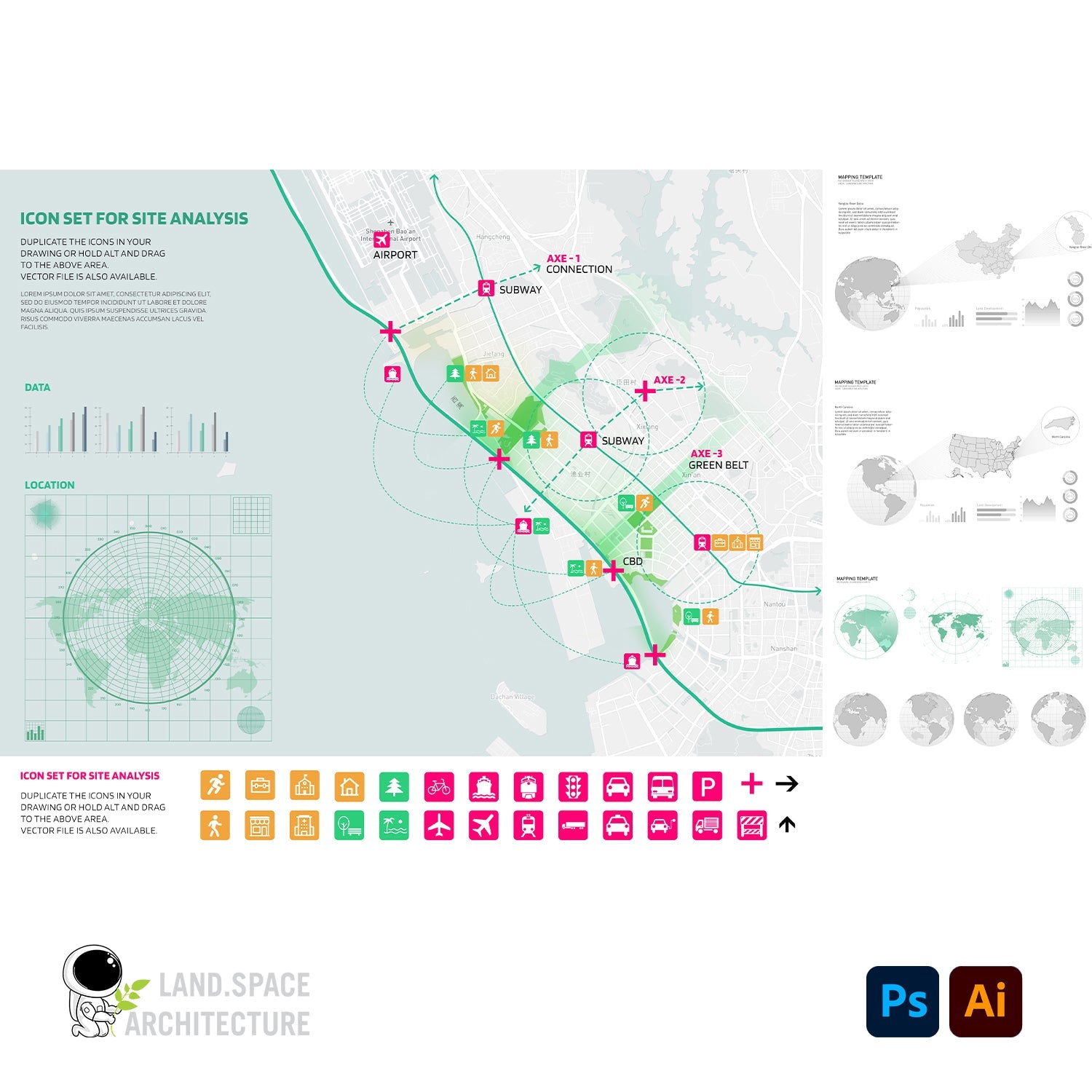 Architecture Site Analysis Mapping Templates - Landscape Architecture