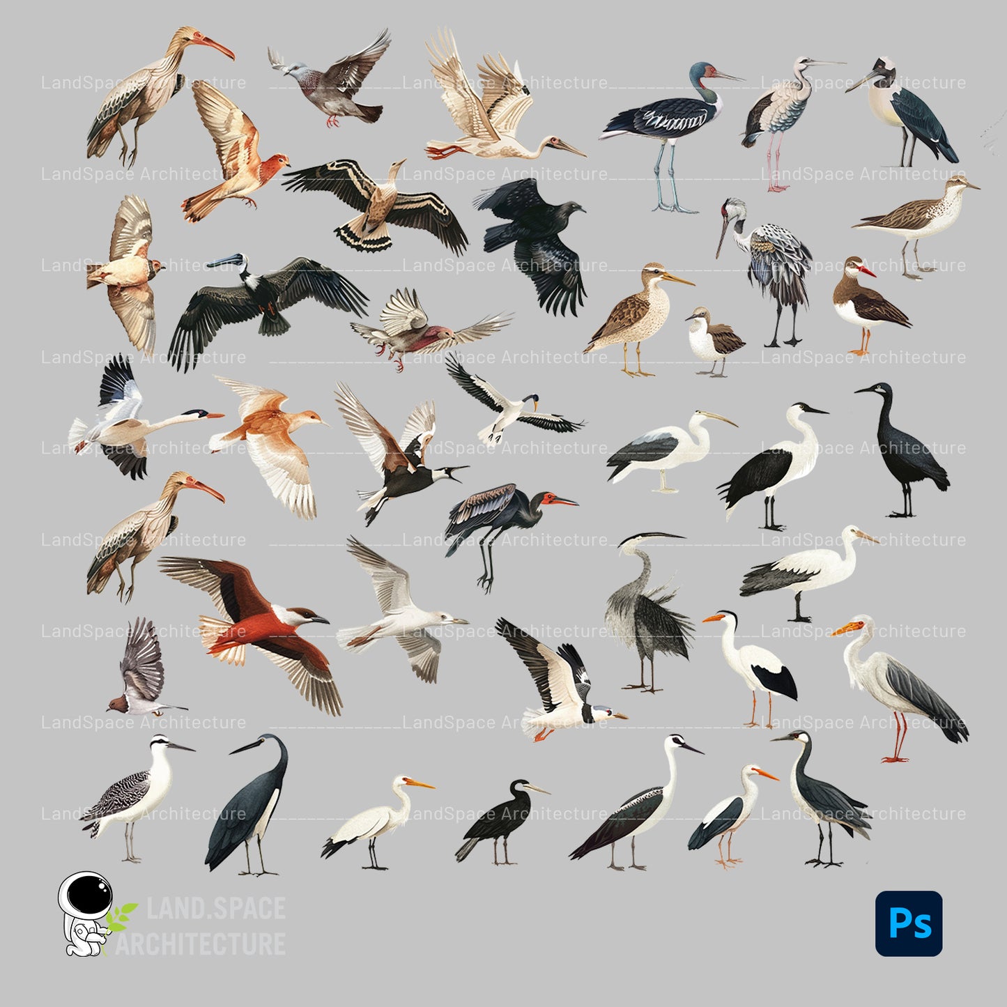 Cutout Birds in PSD