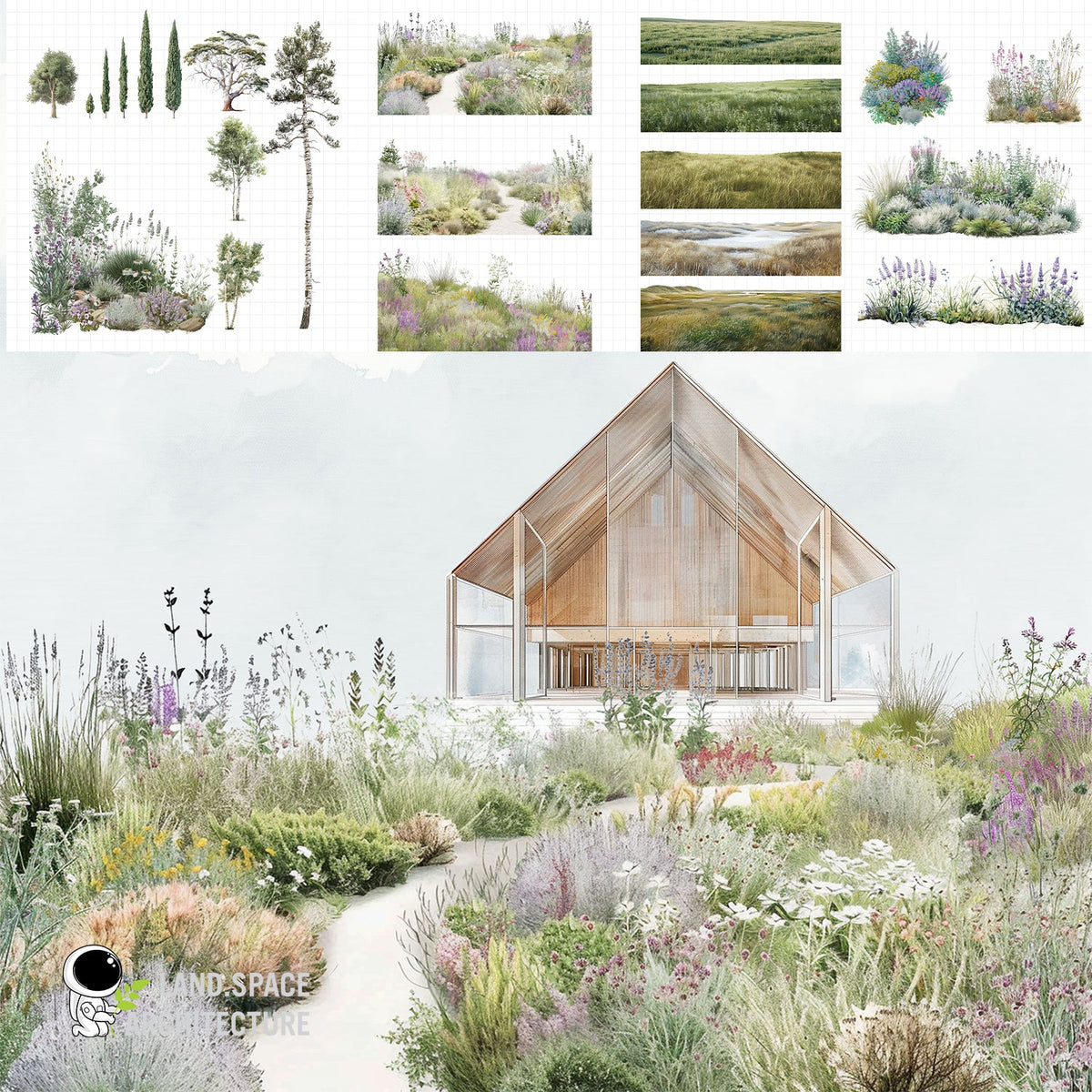 Cutout vintage landscape rendering bundle – LandSpace Architecture