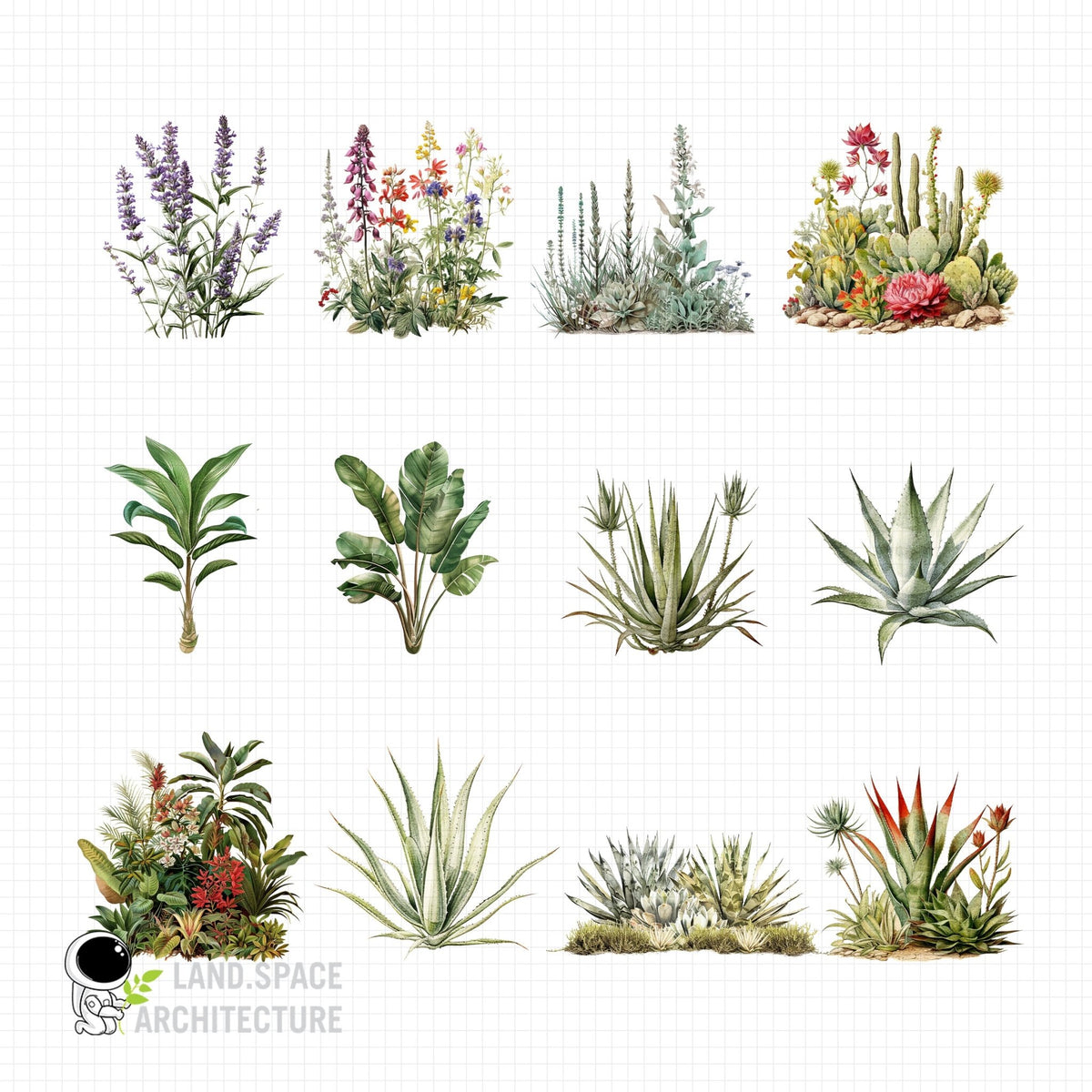 Cutout vintage landscape rendering bundle – LandSpace Architecture