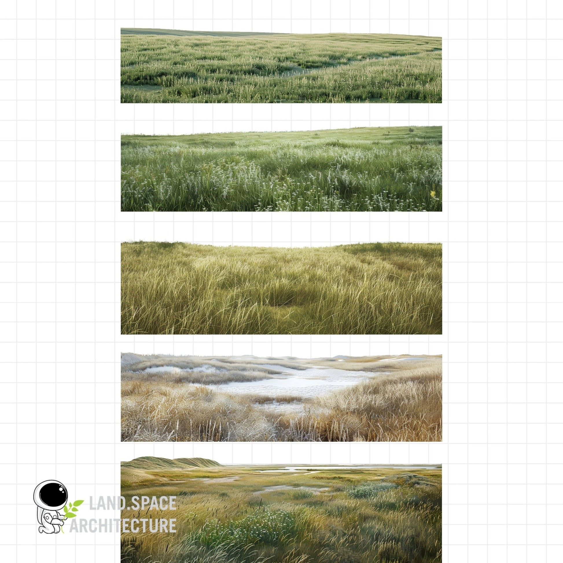 Cutout vintage landscape rendering bundle - Landscape Architecture