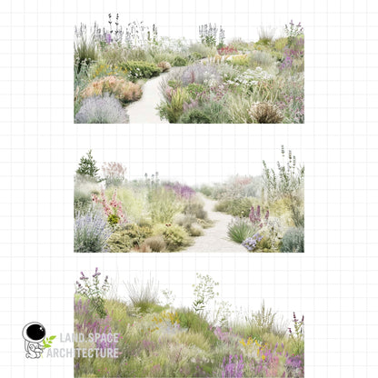 Cutout vintage landscape rendering bundle - Landscape Architecture