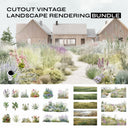 Cutout vintage landscape rendering bundle - Landscape Architecture