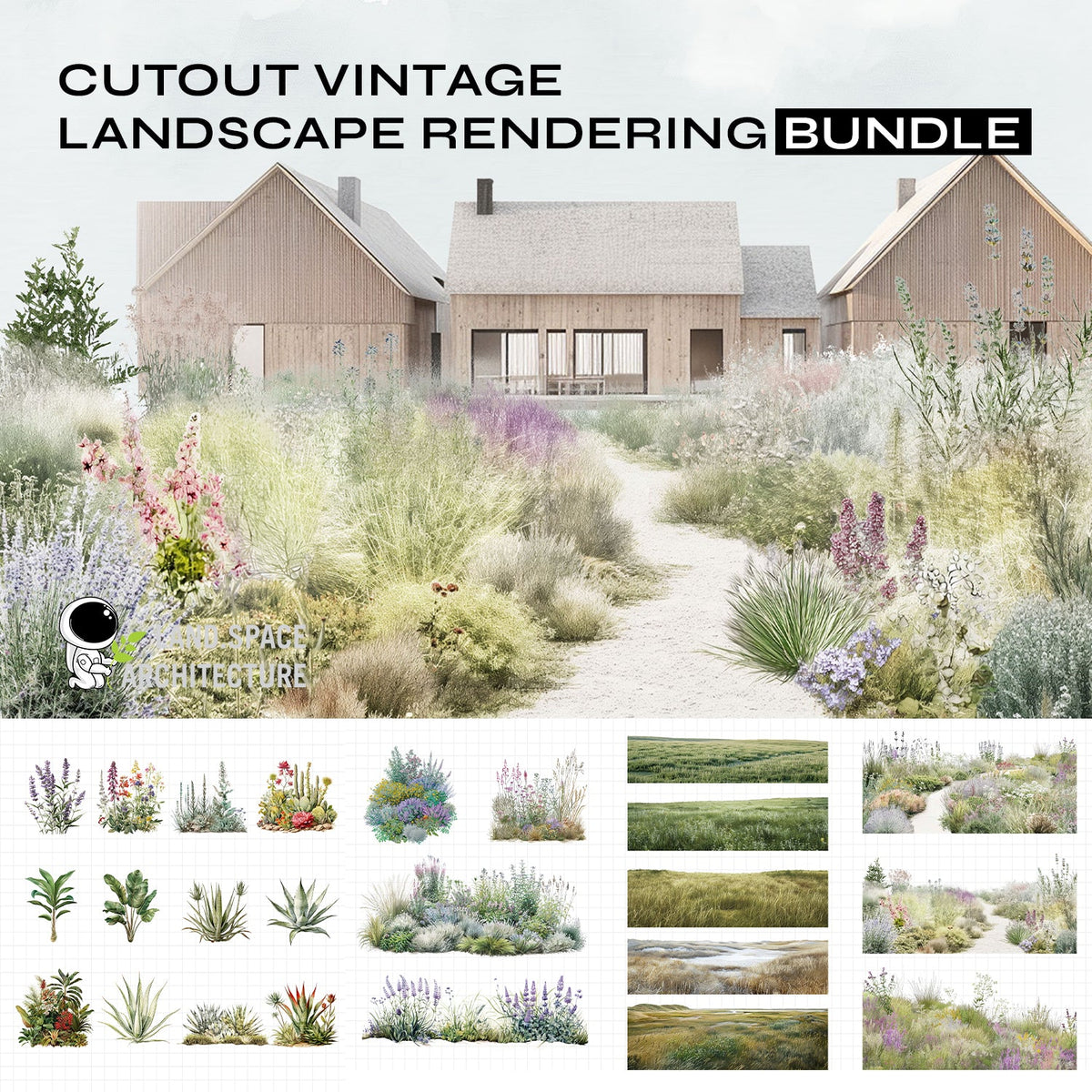 Cutout vintage landscape rendering bundle – LandSpace Architecture
