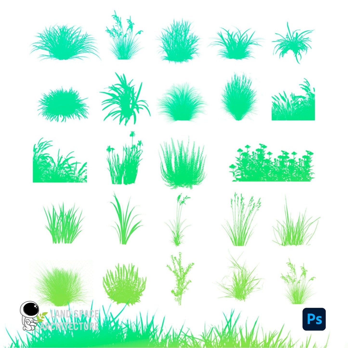 FREE Grass and Shrubs Photoshop Brushes Pack - Landscape Architecture