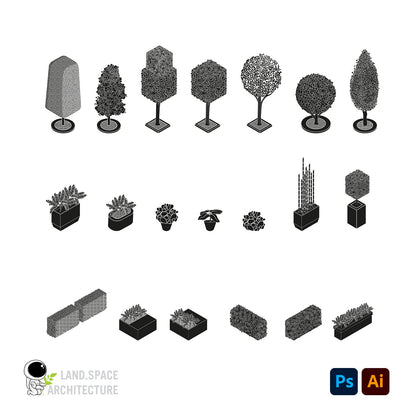 Isometric Urban Furniture Kit (.ai and .psd) - Landscape Architecture