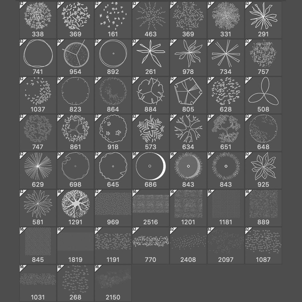 Minimalist top view tree and grass brushes - Landscape Architecture