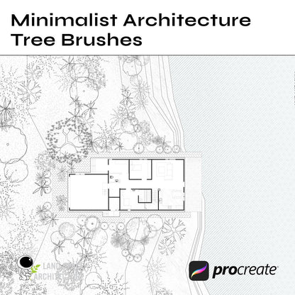 Minimalist top view tree brushes for Procreate iPad - Landscape Architecture