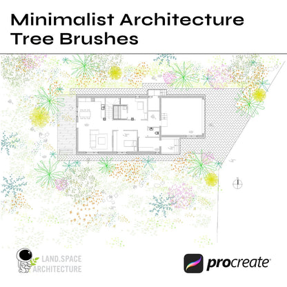 Minimalist top view tree brushes for Procreate iPad - Landscape Architecture