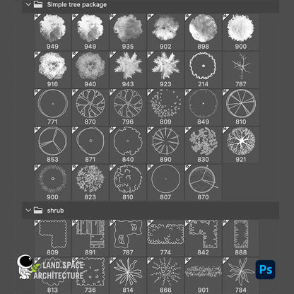 Photoshop tree and shrub brushes set (.abr) - Landscape Architecture