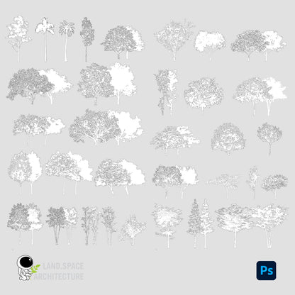 Photoshop Trees Silhouettes, Cut soils, Roots, Environments etc. Landscape Design Bundle - Landscape Architecture