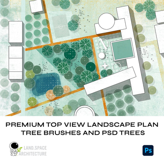 Premium Top View Landscape Plan Tree Brushes and PSD Trees - Landscape Architecture