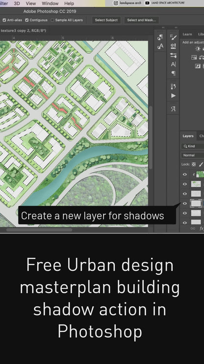 FREE Urban design masterplan building shadow action in Photoshop