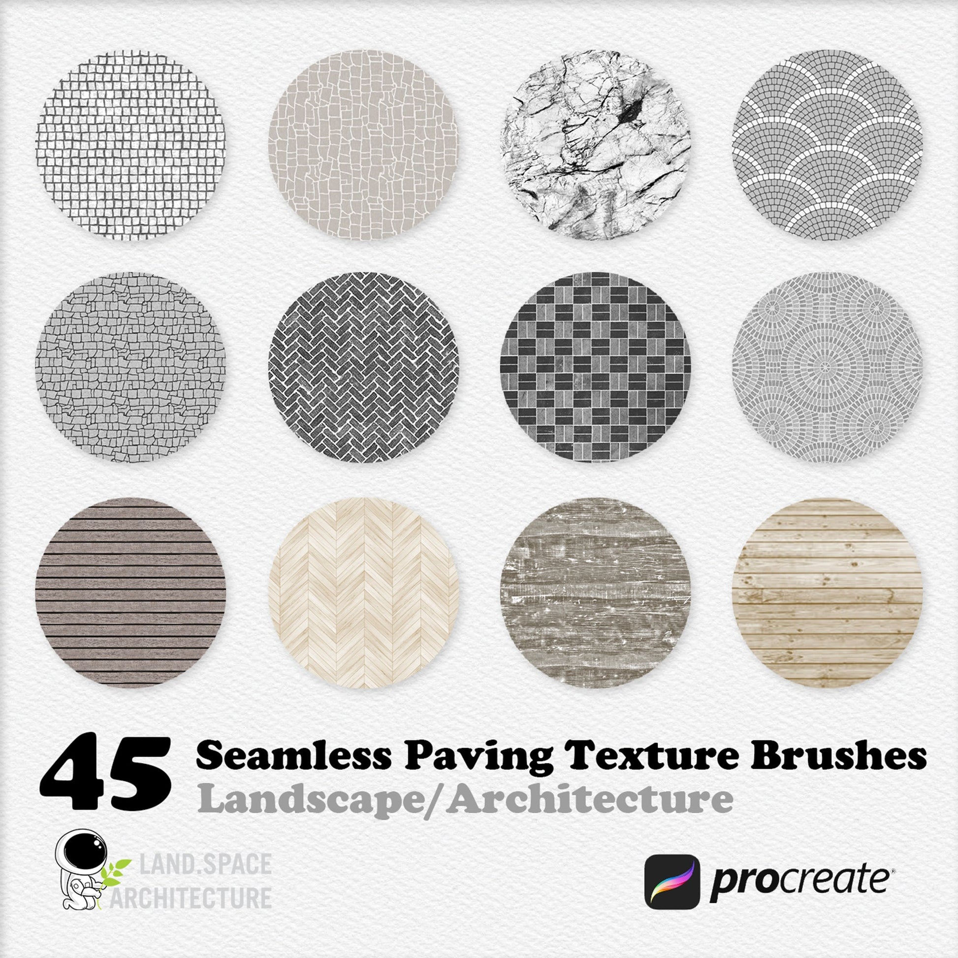 Procreate Seamless Paving Texture Brush Set - Landscape Architecture