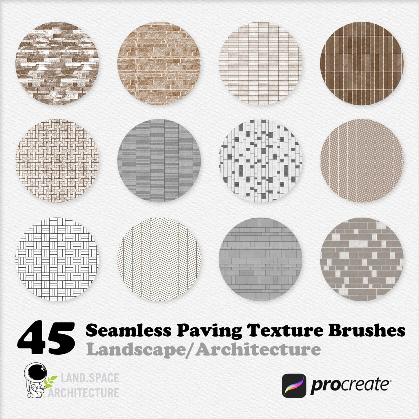 Procreate Seamless Paving Texture Brush Set - Landscape Architecture