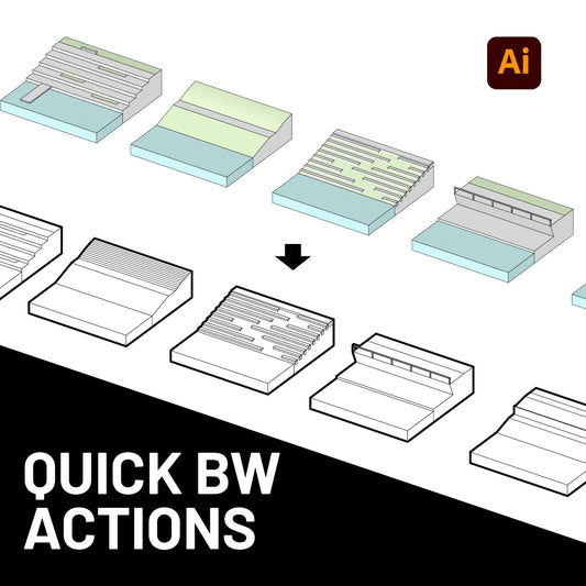 Quick Black White Illustrator Actions for Architecture Diagrams - Landscape Architecture