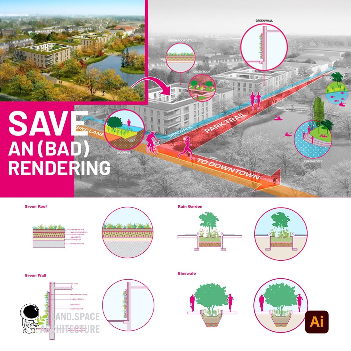 Sustainable Landscape Design Diagram Vector Toolkit - Landscape Architecture