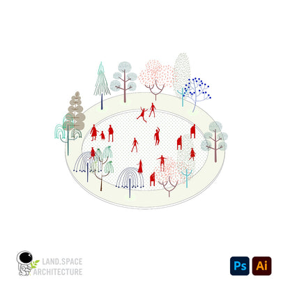 Vector pack of trees in hand drawn style - Landscape Architecture