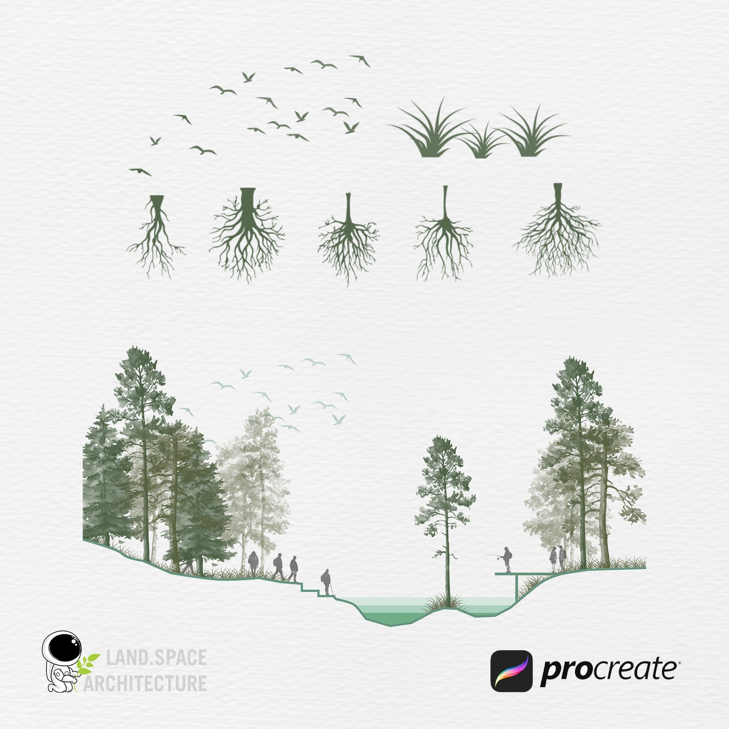 Watercolor Procreate Tree Brushes – Landscape Architecture