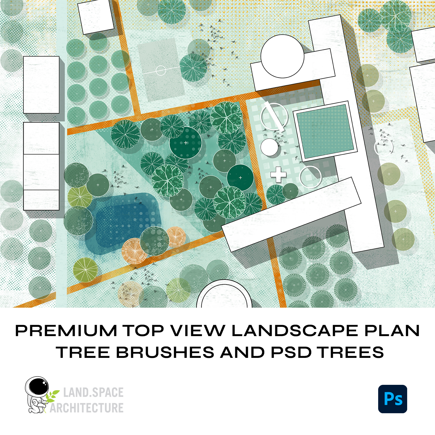 Premium Top View Landscape Plan Tree Brushes and PSD Trees